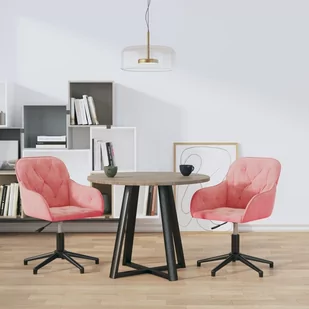 vidaXL Lumarko Obrotowe krzesła stołowe, 2 szt., różowe, aksamitne 334372 - Krzesła - miniaturka - grafika 1