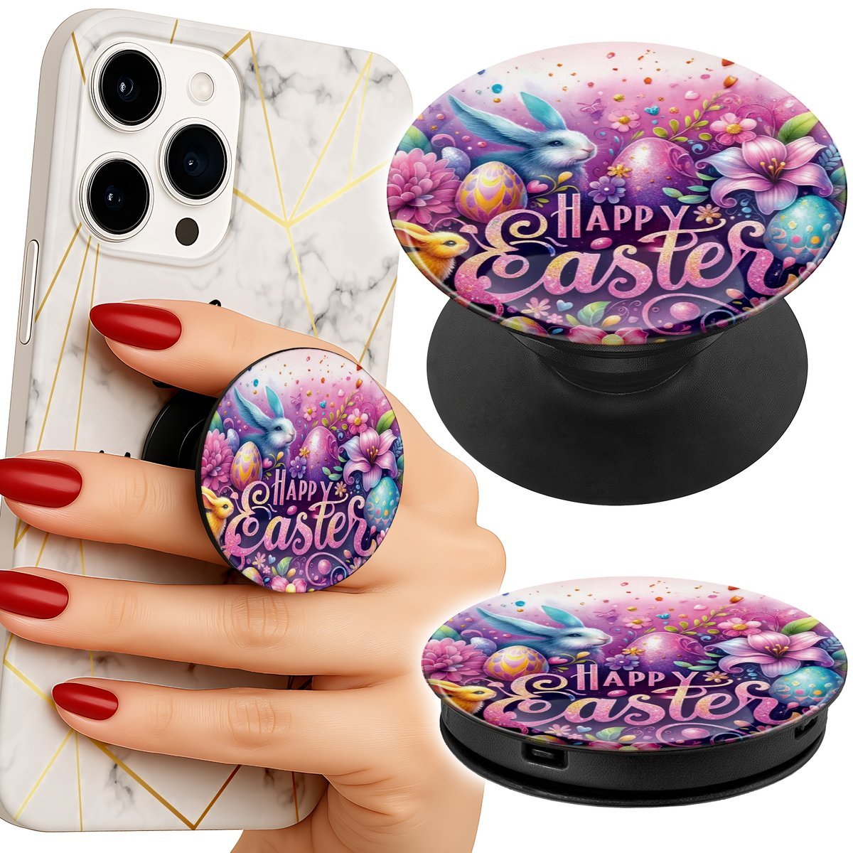 Uchwyt do telefonu Popsocket na palce/stojak ŚWIĄTECZNE, KRÓLIK, WIELKANOC