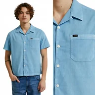 Koszule męskie - Lee RESORT SHIRT Shasta Blue LUŹNA NIEBIESKA KOSZULA KRÓTKI RĘKAW XL - miniaturka - grafika 1