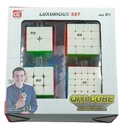 Łamigłówki - Zestaw 4 kostek logicznych 2x2 3x3 4x4 5x5 Stickerless + podstawki do kostek rubika - miniaturka - grafika 1