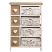 Szafki łazienkowe - Rebecca Mobili Szafka Komoda 4 Szuflady Drewniane Naturalne 4 Biały Sypialnia Łazienka - miniaturka - grafika 1