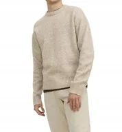Swetry męskie - JACK&JONES MĘSKI SWETER BEŻOWY KLASYCZNY PRZEZ GŁOWĘ L N_A - miniaturka - grafika 1