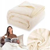 Koce - Koc 160x200 akrylowy jednolity ciepły GRUBY pled na łóżko YASEMIN krem - miniaturka - grafika 1