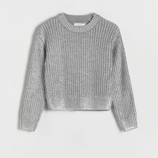 Reserved - Sweter z efektem metalicznym - Srebrny - Swetry dla dziewczynek - miniaturka - grafika 1