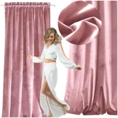 Zasłony - zasłona welurowa na taśmie - różowa - miniaturka - grafika 1