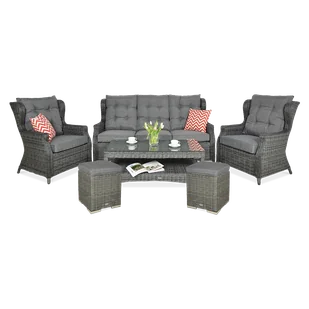 Zestaw technorattanowy TRIVENTO 3 + PUFY Dark Grey - Meble ogrodowe - miniaturka - grafika 1