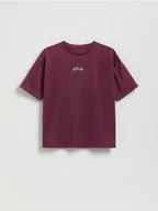 Koszulki dla chłopców - Reserved - Szybkoschnący t-shirt z nadrukiem - bordowy - miniaturka - grafika 1