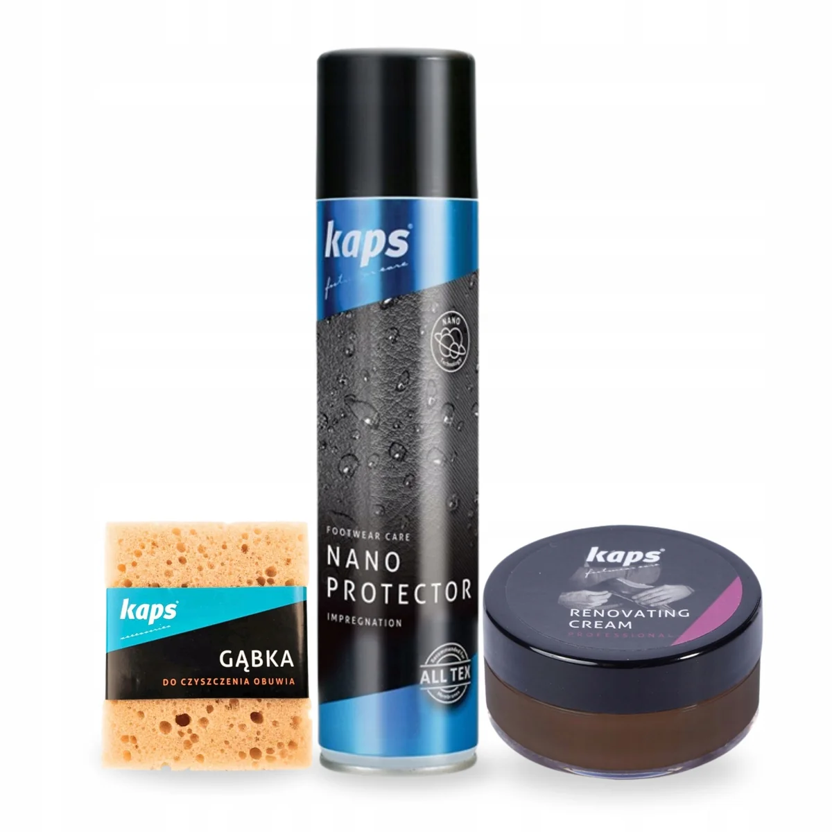 Krem do Renowacji Ciemny Brąz i Nano Protector do Butów z Gąbką Zestaw 3w1