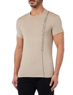 Koszulki męskie - Emporio Armani Męski T-shirt z logo Crew Neck Side, lina, S - miniaturka - grafika 1