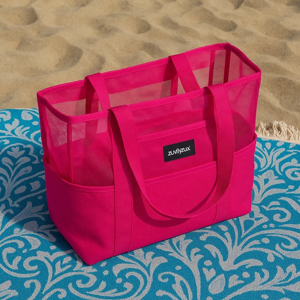 STYLOWA TORBA WODOODPORNA PLAŻOWA/MIEJSKA Z ZAMKIEM DUŻA - TORBY PLAŻOWE