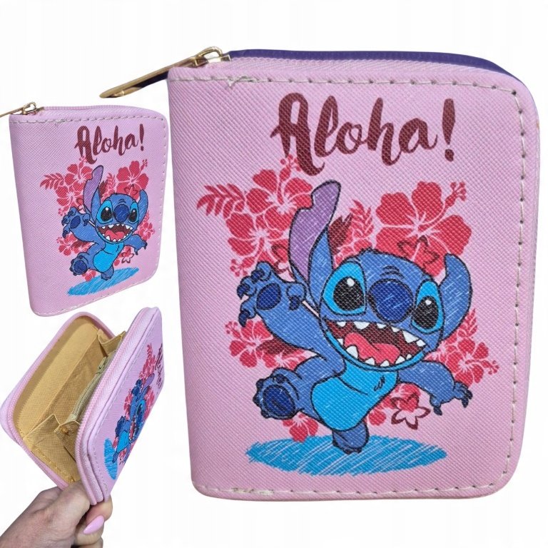 2 x Śliczny Portfel Lilo i Stich Młodzieżowy Dziecięcy Na Zamek Portfelik