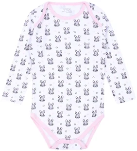 Biało-różowe body niemowlęce w króliczki 9 m 74 cm - Body dla niemowląt - miniaturka - grafika 1