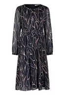 Sukienki - Betty & Co Damska sukienka szyfonowa z długim rękawem, Ciemnoniebieski-fioletowy, 40 - miniaturka - grafika 1