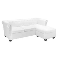 Narożniki - Sofa z leżanką w stylu Chesterfield ELIOR Charlotte, biała, 73x200x140 cm - miniaturka - grafika 1