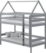 Łóżka dla dzieci i młodzieży - Elior Szare łóżko piętrowe dla dzieci z drabinką - Zuzu 3X 190x80 cm - miniaturka - grafika 1