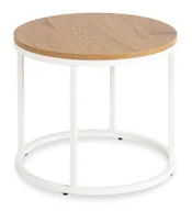 Ławy i stoliki kawowe - Industrialny okrągły stolik kawowy biały + dąb naturalny - Figo 3X - miniaturka - grafika 1
