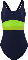 Stroje kąpielowe - Crowell Kostium kąpielowy damski Crowell Katie kol.02 granatowo-limonkowo-zielony 36 - miniaturka - grafika 1
