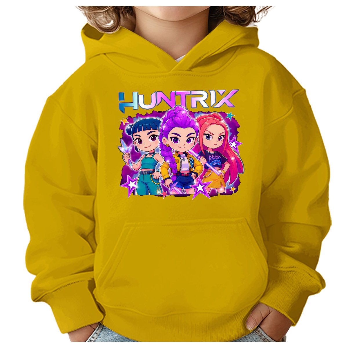 BLUZA DZIECIĘCA K-POPOWE ŁOWCZYNIE DEMONÓW HUNTRIX 146-152 Z KAPTUREM