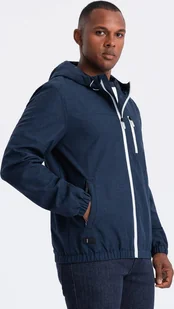 Kurtka męska Ombre Lekka sportowa kurtka męska z polarową podszewką granatowa V2 OM-JANP-0136 XXL - Kurtki męskie - miniaturka - grafika 1