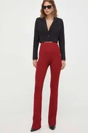 Spodnie damskie - Patrizia Pepe spodnie damskie kolor bordowy dzwony high waist - miniaturka - grafika 1