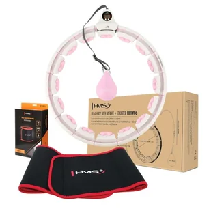ZESTAW HULA HOP HHW06 PINK Z PIŁKĄ GRAWITACYJNĄ I LICZNIKIEM HMS + PAS BR163 RED - Pozostały sprzęt i akcesoria do ćwiczeń - miniaturka - grafika 1