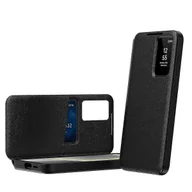 Etui i futerały do telefonów - Skórzane etui na telefon Smart View Window z miejscem na kartę Czarny For Samsung Galaxy S25 5G - miniaturka - grafika 1