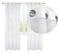 Firany - FIRANA GOTOWA BIAŁA NA PRZELOTKACH FIRANKA BALKONOWA WOAL 145x240 cm - miniaturka - grafika 1