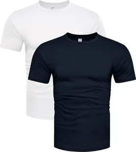 2-pak koszulek bawełnianych premium biały i granatowy Recea - Koszulki męskie - miniaturka - grafika 1