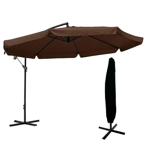 Parasol ogrodowy z wysięgnikiem składany + pokrowiec KARIO-BR brąz 350x240