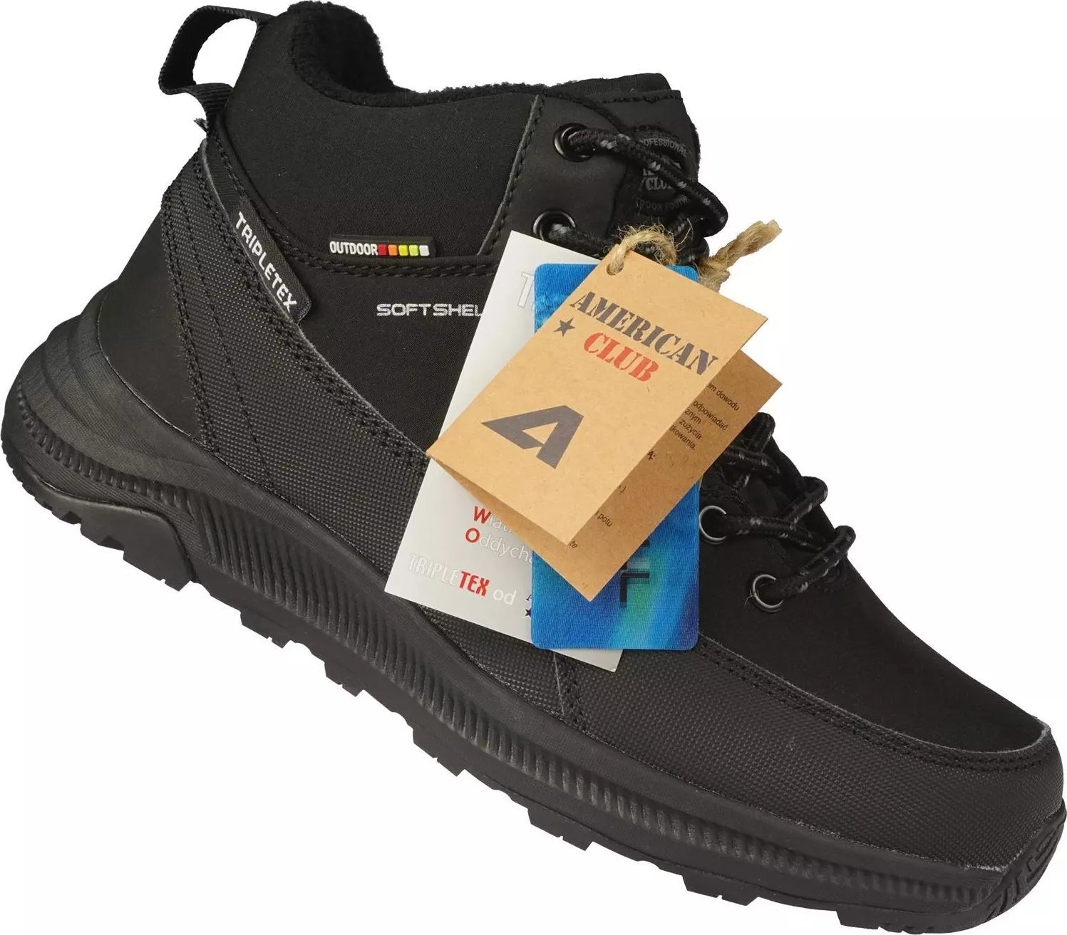 Buty trekkingowe męskie American Club Młodzieżowe buty zimowe trekkingowe American Club DWT232/24BL czarne 37