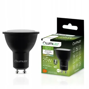 Żarówka Led GU10 3W 25W 270lm 4000K Neutralna 120° Czarna Premium Lumiled - Żarówki LED - miniaturka - grafika 1