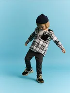 Bluzki dla niemowląt - Reserved - Koszula w kratę z kapturem - jasnoszary - miniaturka - grafika 1