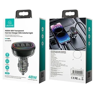 USAMS Ład. sam. 1xUSB-C 3xUSB-A C34 48W 3A+C PD Fast Charge czarny/black CC170CC01 (US-CC170) - Ładowarki samochodowe - miniaturka - grafika 24