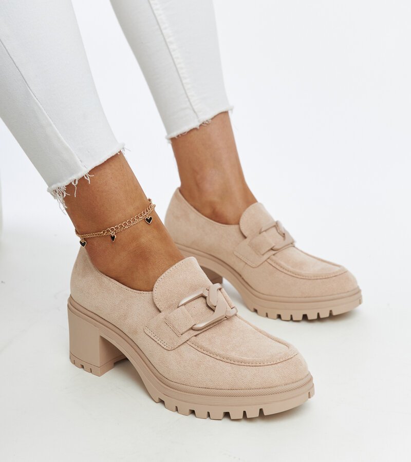 Beżowe półbuty ze skórzaną wkładką Vinceza - zamszowe-40