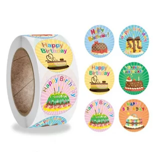 Naklejki Ozdobne Okrągłe Happy Birthday 20 Szt. - Scrapbooking - miniaturka - grafika 1
