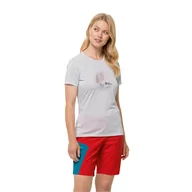 Koszulki i topy damskie - T-shirt damski Jack Wolfskin CROSSTRAIL GRAPHIC T W white cloud - XS - miniaturka - grafika 1
