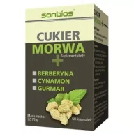 Serce i układ krążenia - Sanbios Cukier Morwa Berberyna Cynamon Gurmar - suplement diety 60 kaps. - miniaturka - grafika 1