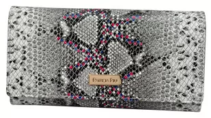 Portfel Damski Skórzany Lakierowany PATRIZIA Długi Max Z Klamrą SN-100 SZARO-RÓŻOWY RFID 18,5 x 9 x 3 [cm] - Portfele - miniaturka - grafika 1