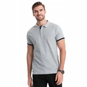 Koszulki męskie - Koszulka męska polo bawełniana jasnoszara V7 OM-POSS-0113 XL - miniaturka - grafika 1