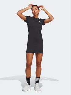 adidas Sukienka codzienna Essentials 3-Stripes Tee Dress IC8785 Czarny Fitted Fit - Sukienki - miniaturka - grafika 1