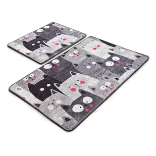 Szare dywaniki łazienkowe zestaw 2 szt. 60x100 cm Meow – Foutastic - Dywaniki łazienkowe - miniaturka - grafika 1