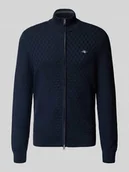 Swetry męskie - Kurtka z dzianiny z fakturowanym wzorem - miniaturka - grafika 1