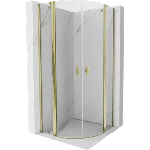 Mexen Mist kabina prysznicowa półokrągła uchylna 90 x 90 cm, transparent, złota - 8A32-090-090-50-00 - Kabiny prysznicowe - miniaturka - grafika 1