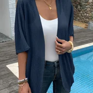 Kurtki damskie - TEMU Damski Jednokolorowy Długi Top - miniaturka - grafika 1