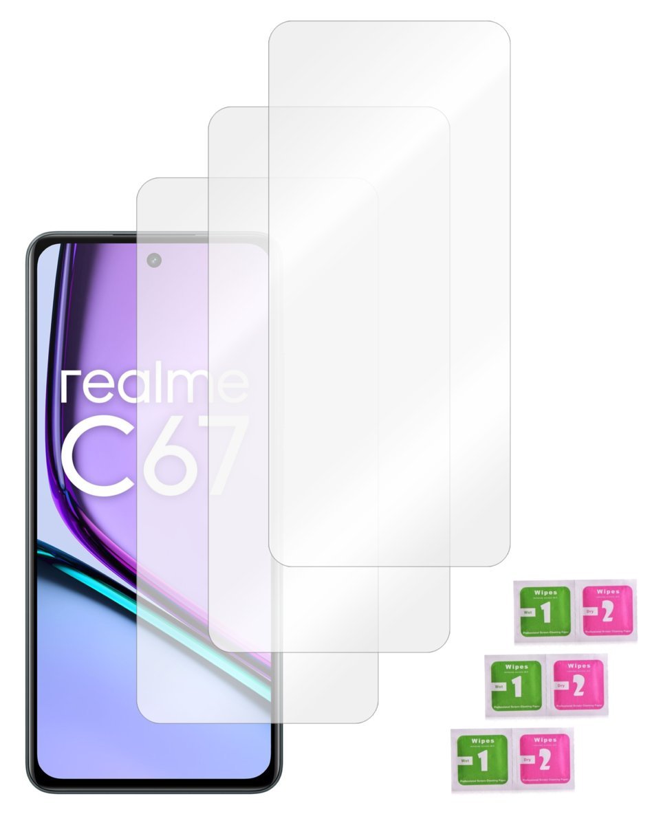 Szkło ochronne do REALME C67 hartowane na ekran mocne cienkie 9H 3 sztuki