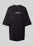 Koszulki i topy damskie - T-shirt o kroju oversized z nadrukiem z logo - miniaturka - grafika 1