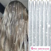 Pozostałe akcesoria fryzjerskie - TEMU 6 szt. Kolorowe Brokatowe Przedłużenia do Włosów z Tinsel 48 Cali, 1200 Pasemek, Akcesoria do Włosów dla Kobiet na Codzienne Użytkowanie, - miniaturka - grafika 1