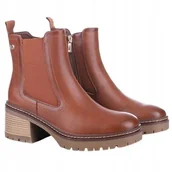 Botki damskie - XTI BOTKI DAMSKIE BRĄZOWE NA ZAMEK NA OBCASIE 38 J3A - Xti - miniaturka - grafika 1