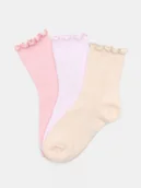 Skarpetki dla dzieci - Sinsay - Prążkowane skarpetki z falbanami 3 pack - wielobarwny - miniaturka - grafika 1