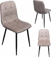 Krzesła - Krzesło tapicerowane welurowe do salonu jadalni velvet loft beżowy - miniaturka - grafika 1